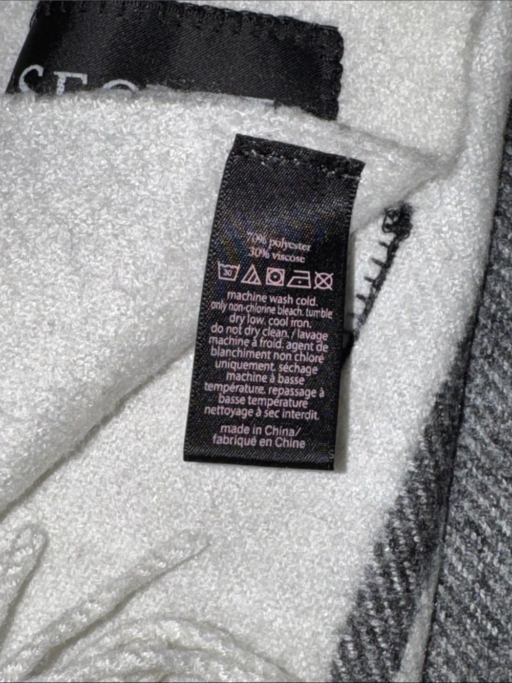 Victoria's Secret Black & White Plaid Fringe Scarf with Subtle Red Accent 2020